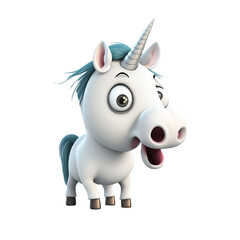 Fototapeta premium personnage de licorne avec un visage heureux et un peu fou - illustration ia