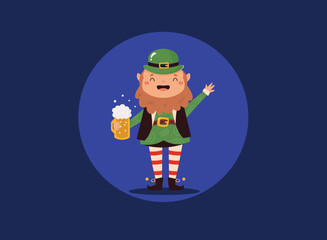 Leprechauns and symbols st patrick's day illustration