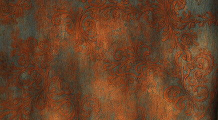 Patinated Panels - Bronze and patina surface textures with intricate carving and detailing