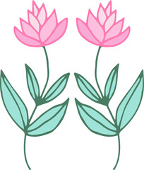 illustration set of flowers. Vector illustration. Hand drawn flowers.