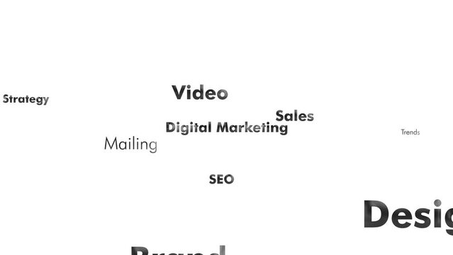 Typography related to the digital market, social media and advertising. Animated text animation