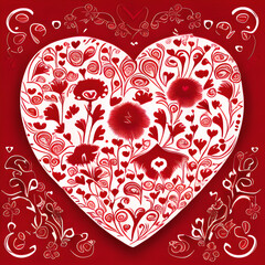 valentine background with hearts and flowers, heart with pattern, heart shaped candies,heart of gears, valentine, Floral-Heart-Graphic-For-Wedding