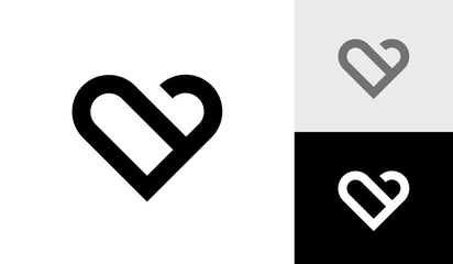 Letter A initial monogram with heart shape logo design vector