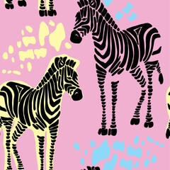Fototapeta na wymiar Seamless pattern illustration of a zebra