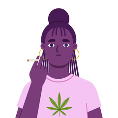Black female with marijuana joint. Close up. - 566959302
