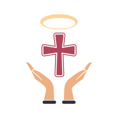 Obraz premium hand, cross, faith icon, vector illustration