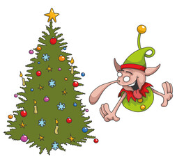 Fototapeta premium lutin et sapin de noël