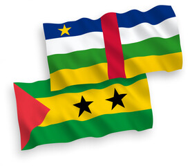 Flags of Saint Thomas and Prince and Central African Republic on a white background