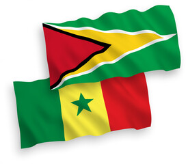 Flags of Republic of Senegal and Co-operative Republic of Guyana on a white background
