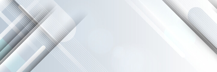 Obraz premium Abstract white and gray gradient background banner. Geometric modern design. Vector Illustration.