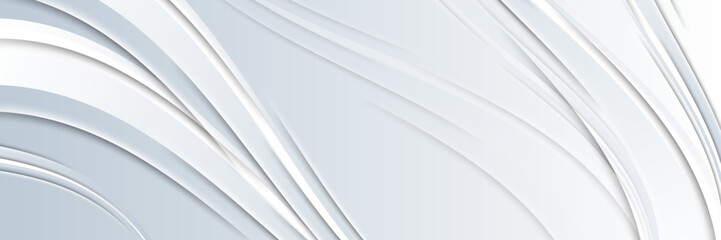 Obraz premium Abstract white and gray gradient background banner. Geometric modern design. Vector Illustration.