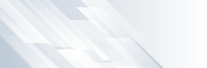 Fototapeta premium Abstract white and gray gradient background banner. Geometric modern design. Vector Illustration.