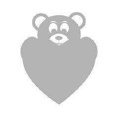 bear icon with heart, love, vector illustration