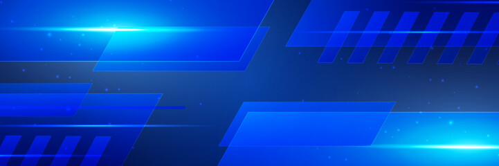 Vector Abstract, science, futuristic, energy technology concept. Digital image of light rays, stripes lines with blue light, speed and motion blur over dark blue background