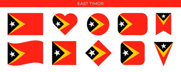 East Timor national flag. Vector illustration isolated on white background