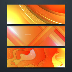 Minimal geometric background. Orange elements with dynamic technology gradient banner. Dynamic shapes composition. Vector illustration