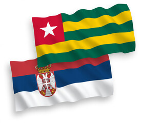 Flags of Togolese Republic and Serbia on a white background