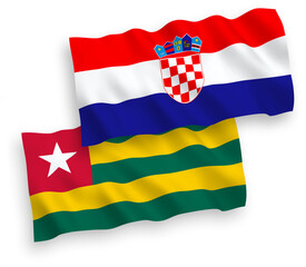 Flags of Togolese Republic and Croatia on a white background
