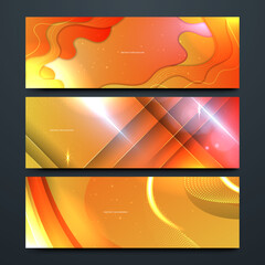 Minimal geometric background. Orange elements with dynamic technology gradient banner. Dynamic shapes composition. Vector illustration