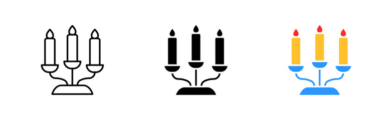 Candle icon set. Light, candlestick, decoration, wax, material, heat, event, source, thematic, aroma, effect, beauty, atmosphere, holiday. technology concept. vector line icon in different styles