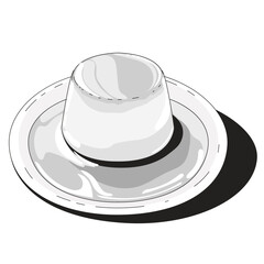 milk pudding pudding custard with caramel glaze. a flat illustration in the cartoon style of isolation on a white background.