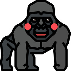 gorilla filled outline icon