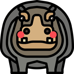 hippopotamus filled outline icon