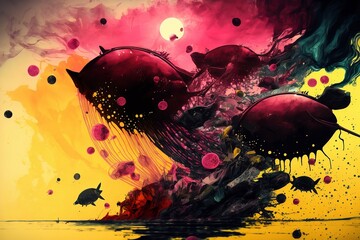 Ink abstract jellyfish