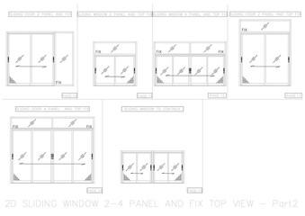 2D SLIDING WINDOW 2-4 PANEL AND FIX TOP VIEW