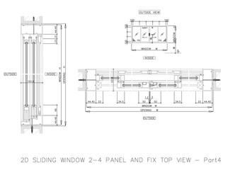 2D SLIDING WINDOW 2-4 PANEL AND FIX TOP VIEW