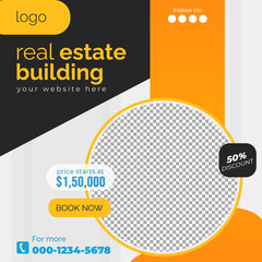 Real estate social media post bundle design, Modern Real Estate social media post Template, Real estate social media post web banner template design