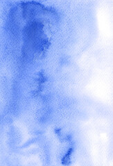 hand drawn abstract blue watercolor background with texture and spots