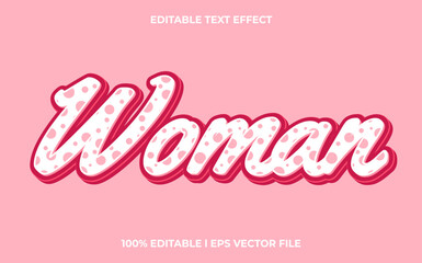 Woman 3d text effect and editable text, Pink template 3d style use for business tittle