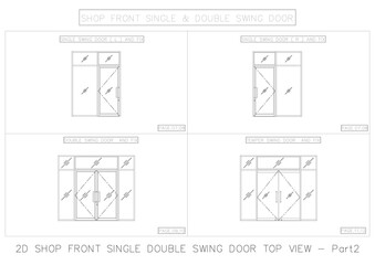 2D SHOP FRONT SINGLE DOUBLE SWING DOOR TOP VIEW