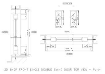 2D SHOP FRONT SINGLE DOUBLE SWING DOOR TOP VIEW