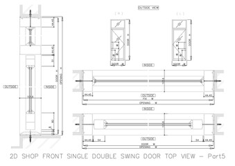 2D SHOP FRONT SINGLE DOUBLE SWING DOOR TOP VIEW