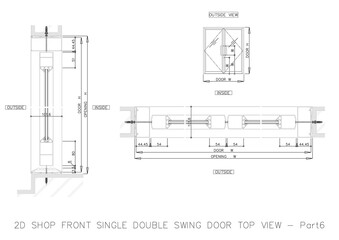 2D SHOP FRONT SINGLE DOUBLE SWING DOOR TOP VIEW