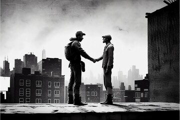 Two men shaking hands, generative AI
