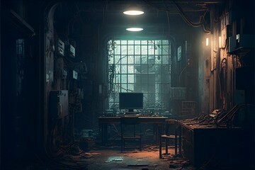An underground hacker group's base, generative AI