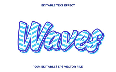 Waves 3d text effect and editable text, template 3d style use for business tittle