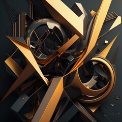 Gold golden and black gray abstract background wallpaper professional look geometric shapes straight lines artwork