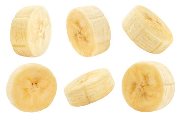 Collection of banana slices cut out