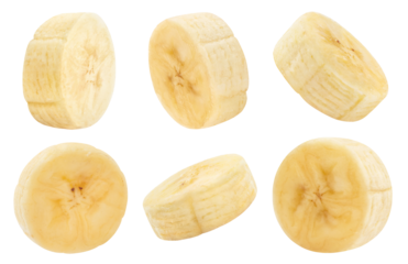 Collection of banana slices cut out