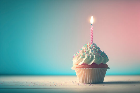 birthday cupcake with candle	