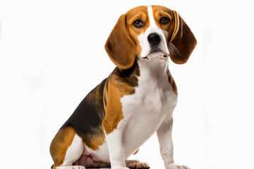 Fototapeta na wymiar Beagle Dog Breed on a Pure White Background