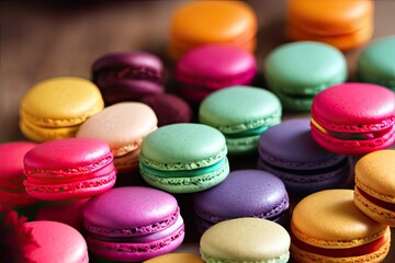 Fototapeta na wymiar High-Resolution Image of Colorful Macarons Displaying the Vibrant and Tasty Characteristics of Macarons, Perfect for Adding a Sweet and Attractive Element to any Design Project