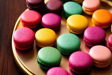 High-Resolution Image of Colorful Macarons Displaying the Vibrant and Tasty Characteristics of Macarons, Perfect for Adding a Sweet and Attractive Element to any Design Project