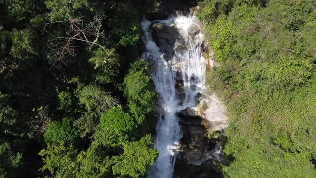 Overhead aerial shot of Chorrer&oacute;n de Chuao, a waterfall located two hours from the town of the same name in the state of Aragua, Venezuela