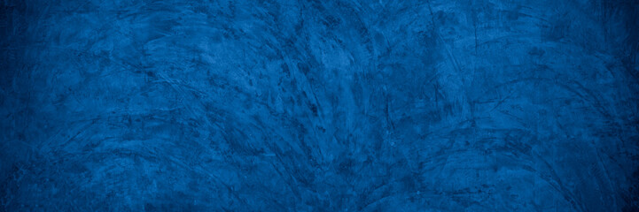 Old wall pattern texture cement blue dark abstract  blue color design are light with black gradient background.