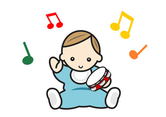 太鼓をたたく赤ちゃん